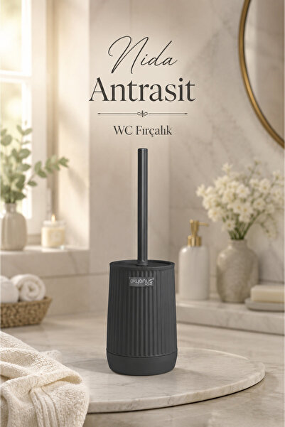 Okyanus Home Nida Anthracite Eco Wc Brush Holder