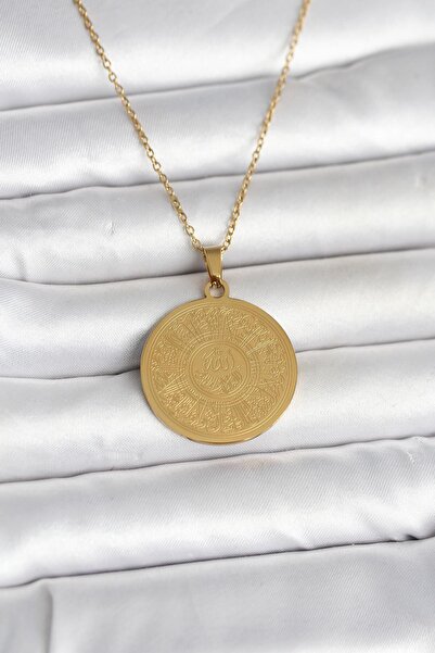Inure Jewelry قلادة مكتوب عليها آية الكرسي من الفولاذ 316L باللون الذهبي