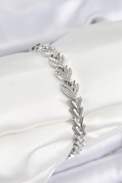 Inure Jewelry Brass Zircon Stone Row Arrow Model Silver Color Women's Bracelet