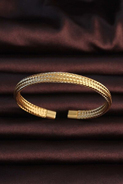 Inure Jewelry 316L Steel Gold Color Straw Look Men's Bracelet