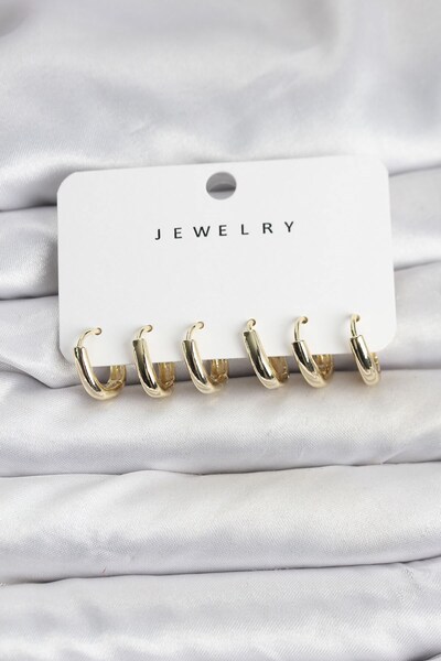 Inure Jewelry طقم أقراط نسائية دائرية من النحاس بلون ذهبي