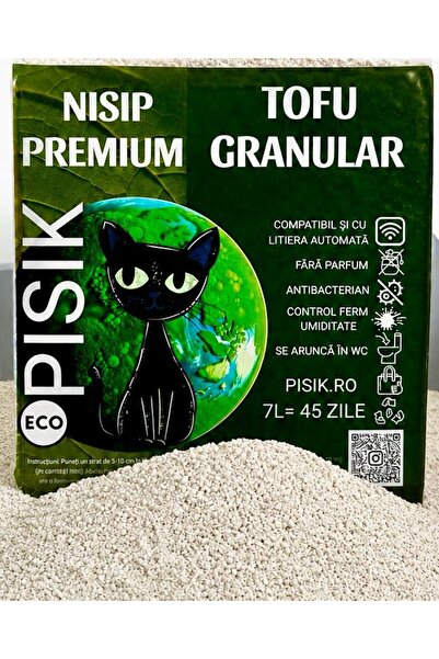 pisik Nisip pentru Pisici Tofu Granular 7L – 100% Tofu, Fără Parfum și Biodeg...