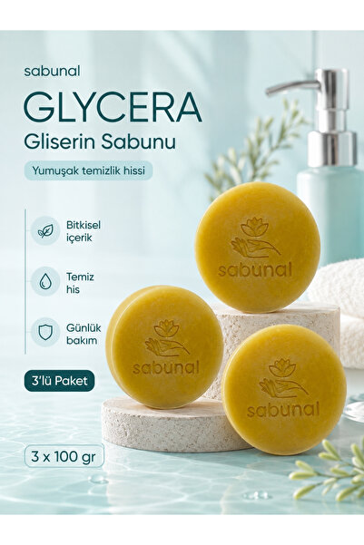 sabunal Glycera Glycerin Soap 3 Pieces - Natural Care Soap with Glycerin for ...
