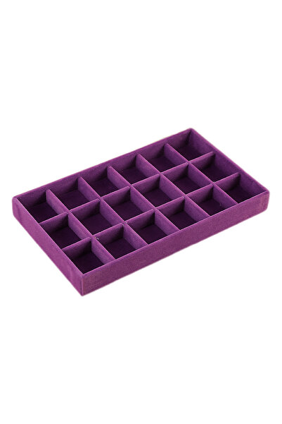 Choice 18 grid tray 1PC, Flocking Jewelry Box Jewelry Tray, Color: Violet
