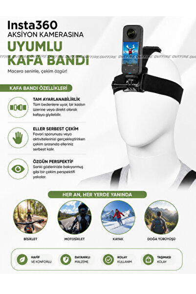outfire Insta360 Uyumlu Kafa Bandı