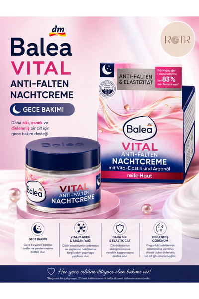 BALEA VİTAL KIRIŞIKLIK KARŞITI GECE KREMİ 50 ML ALMAN KALİTESİ