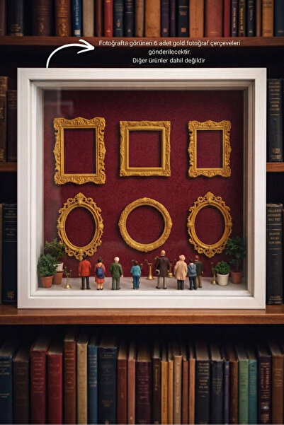 Minoart Vintige 6'lı Gold Renk Sanat Köşesi Mini Çerçeve Tablo