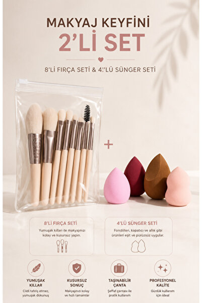 MAQYA Cosmetics Transparentan set od Torba četkica za šminku i 8 sunđera za š...