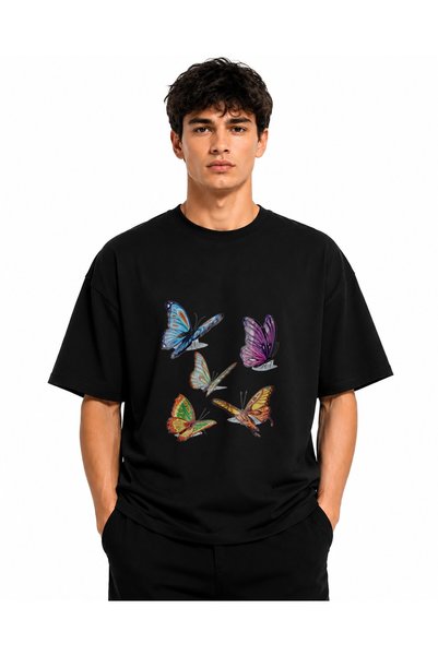 Inscriptie Ουνισέξ Βαμβακερό T-Shirt Υψηλής Ποιότητας  "Πεταλούδα "