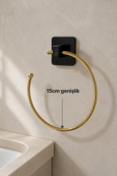 mba decor metal bending art Yakamoz Yapışkanlı Gold Banyo Askısı Havluluk 15 cm Paslanmaz Metal Havlu Tutacağı, Şık Tasarım