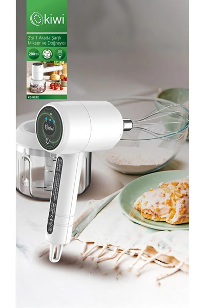 Kiwi Kc-8232 Şarjlı El Mikseri ve Doğrayıcı Rondo 2'si 1 Arada 3 Hız Kademeli...