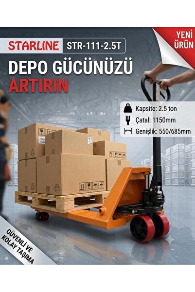 Ateş 2.5T TRANSPALET Döküm Kafalı Kırmızı&SİYAH Teker