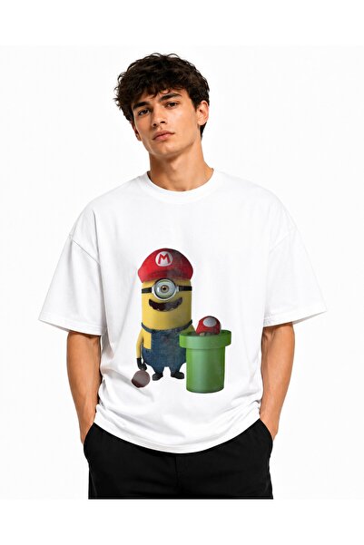 Inscriptie Tricou Unisex Bumbac Premium Casual " Minion Mario "