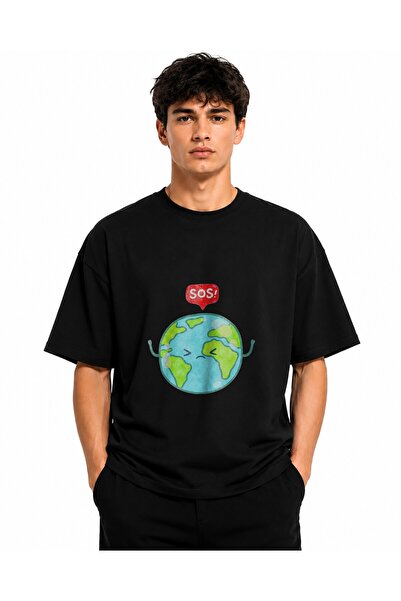 Inscriptie Tricou Unisex Bumbac Premium Casual " SOS "