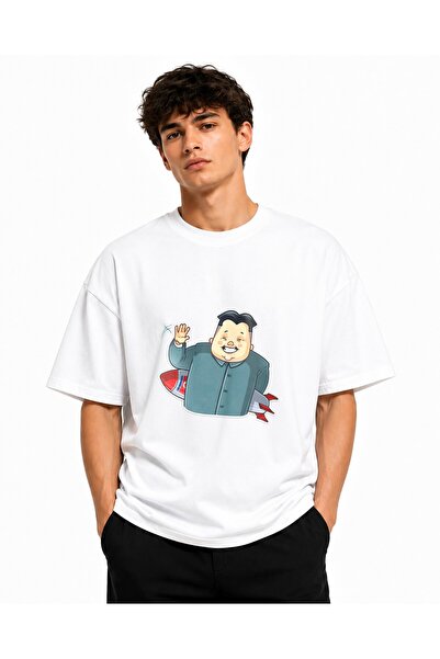 Inscriptie Tricou Unisex Bumbac Premium Casual " Kim Jong-un - racheta "