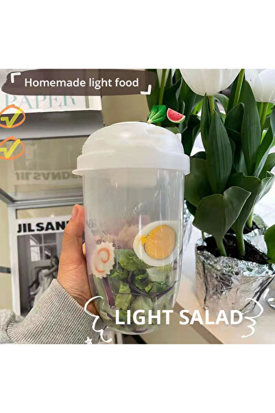 Choice 1pc white 1pc White/Green Portable Bottle Salad Container Bottle-Shape...
