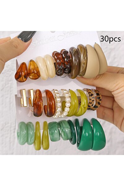 Choice StyleA-30pcs Retro Summer Multi-color Hoop Earring Set Water Drop C-sh...