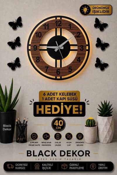 Blackdekor Dekoratif Şık Duvar Saati,Ofis Duvar Saati,Modern Duvar Saati,Hedi...