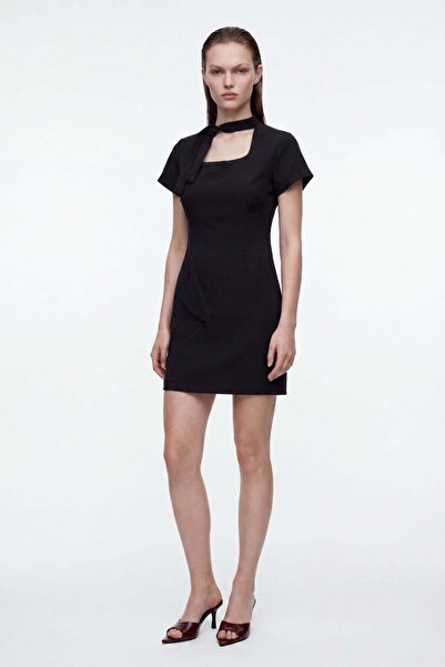 HAKKE Halter Neck Mini Dress with Window Detail