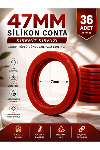 47 MM Silikon Conta Kiremit Kırmızı Vakum Tüplü Güneş Enerjisi Contası 36 Adet