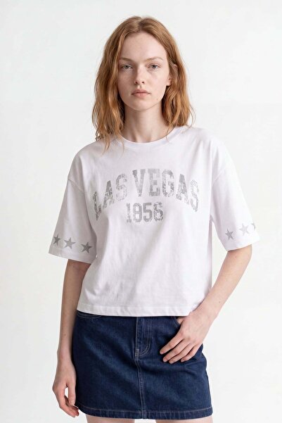 HAKKE Vintage Las Vegas Printed Women's Oversize T-Shirt
