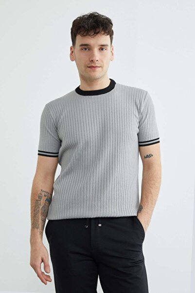 Fulla Moda κοτλέ με ρέλι Πλεκτό μπλουζάκι με λαιμόκοψη ποδηλάτου