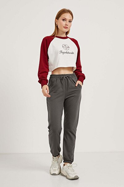 Arma Life Women's Elastic Pocketed Loose Smoked Jogger Sweatpants