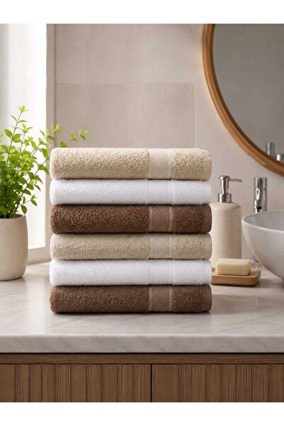 HOME MOD STORE 6 Pieces 70X140Cm Large Size & Cotton & Soft & Colorful Bath T...