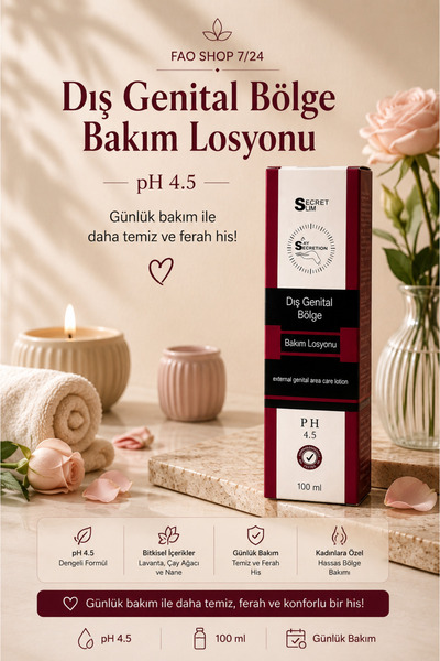 Secret Slim Kadın Özel Bölge Bakım Losyonu pH 4.5 Dengeli Günlük Ferahlık ve Hijyen Bakımı 100 ml