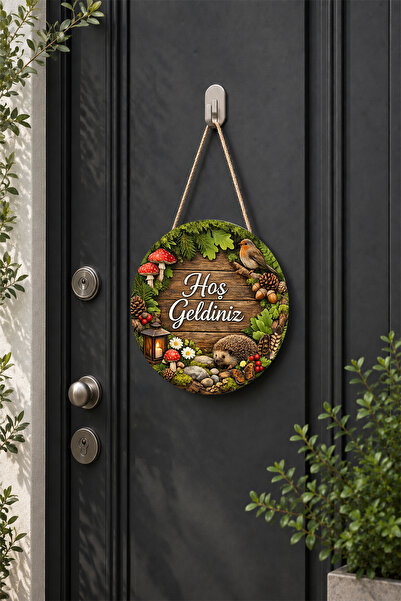 Lucena Forest Concept Welcome Door Ornament Wooden Look Round Door Decoration