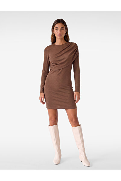 Koton Sheep Wool Blend Slim Fit Long Sleeve Draped Mini Dress