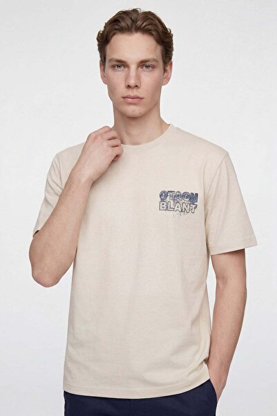 HAKKE Crew Neck Letter Printed Men's T-Shirt