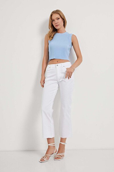 Arma Life Women's Loose Wide Leg Boy Fit High Waist White Pants
