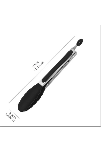 Choice F06B-Black 9-Inch Silicone Food Tongs Kitchen Grill Stainless Steel Fo...