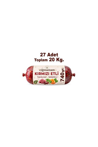 Çiğmamam Barf Kırmızı Etli Tahılsız Sebzeli Barf Köpek Maması 20 Kg - 740 g x 27