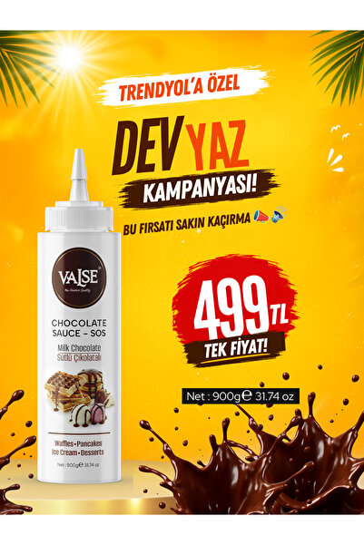 Valse Gerçek Sütlü Çikolatalı Sos (Glutensiz) 900 Gr Waffle & Pankek & Meyve ...