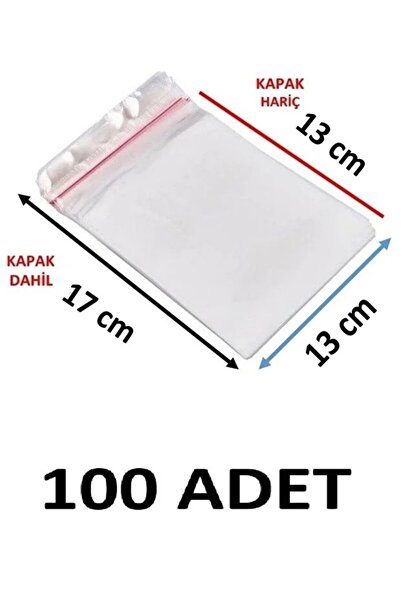 MTKardeşler 13 cm X 17 cm Transparent Taped Adhesive Gelatin Bags 100 Pieces