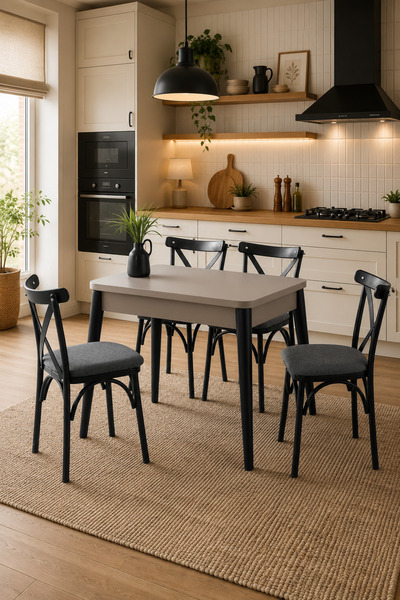 Atolye Casa 60x100cm Capuccino Katlanır Mutfak Masası Dolunay Model