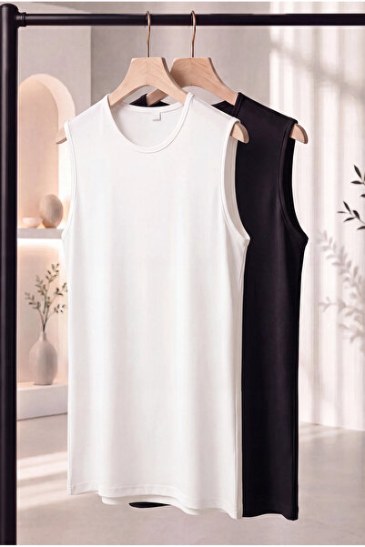 USLULAR Women's Cotton Combed Cotton Zero Sleeve Undershirt Tunic 2 Pack Blac...
