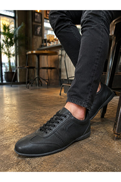 NECO GİYİM Lace-Up Casual Black Shoes for Men