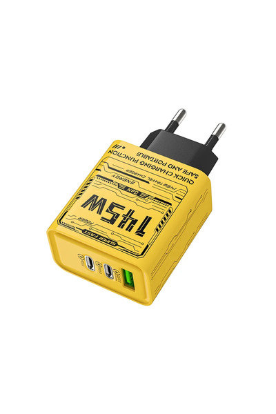 Choice5 شاحن سريع بثلاثة منافذ بقوة 145 واط مع قابس أوروبي، شاحن USB من النوع...
