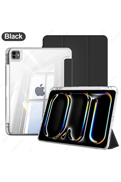 Choice جراب أسود لجهاز iPad Pro 11 M4 2024 M5 2025، مع حامل قلم، غطاء ذكي ثلا...