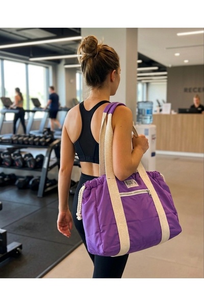 nuggita handmade crafts Nuggita Large Size Drawstring Shoulder Bag Purple