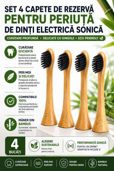 Regal Bliss Set 4 capete de rezerva compatibile cu periuta de dinti electrica...