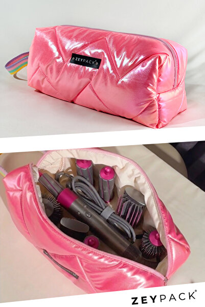 zeypack Simli Pembe Şişme Çanta - Clutch, Makyaj ve El Çantası