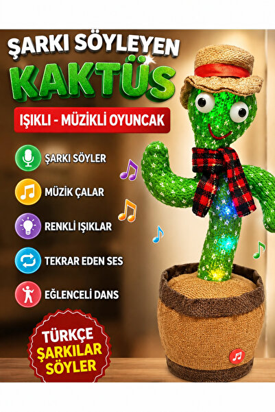 LRS STORE Dans Eden Kaktüs Oyuncak | Şarjlı Ses Tekrar Eden Işıklı Müzikli Ko...