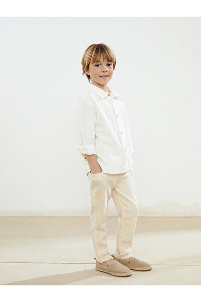 LC Waikiki Two Mt Shop Quality Lcw Kids Beige Elastic Waist Linen Blend Boys'...