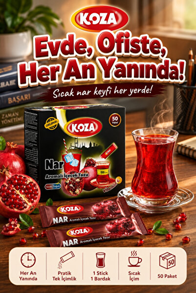 Koza Gurmelerin Seçimi Pratik Lezzet Nar Aromalı Oralet Tek İçimlik Premium İçecek Tozu 50 Stick