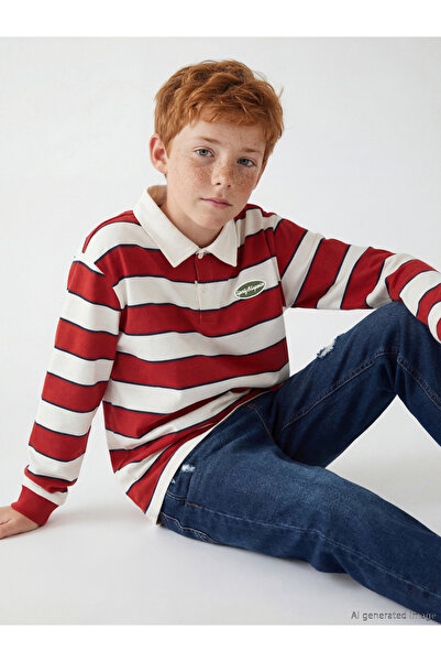 LC Waikiki Esvab • Modern & Distinctive Boys' Striped Turn-Down Collar Long S...