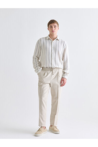 LC Waikiki Nevavm Lcw Vision Beige Standard Fit Linen Look Men's Trousers wit...